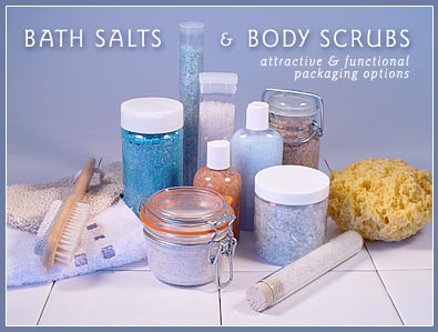 Bath Salt Tubes and Body Scrub Bottles and Jars